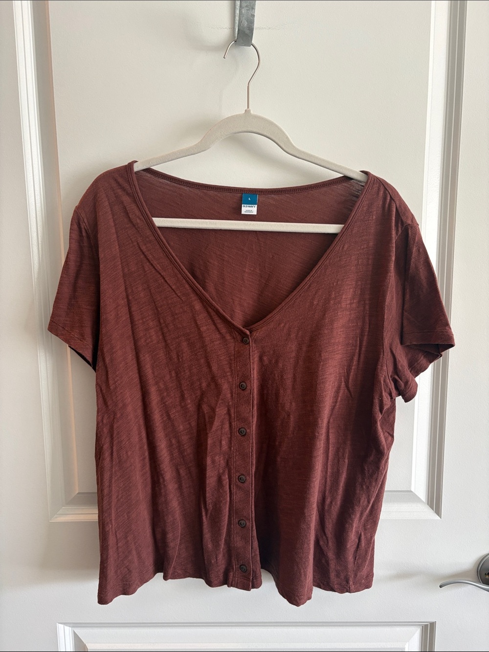 Old Navy Everyday Button-Front V-Neck Top - Rust